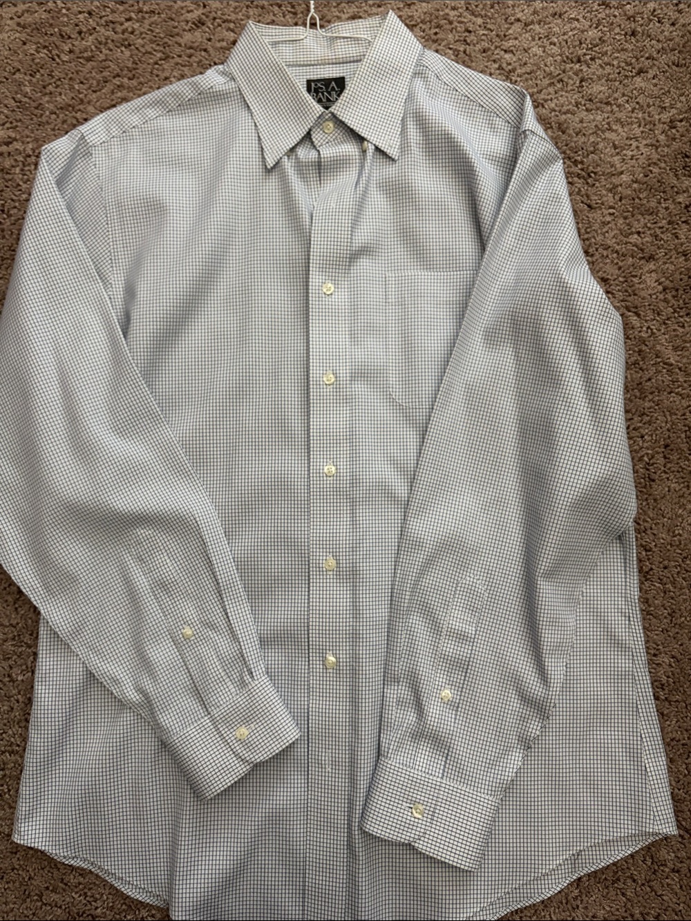 Jos. A. Bank Light Blue and White Micro-Check Dress Shirt
